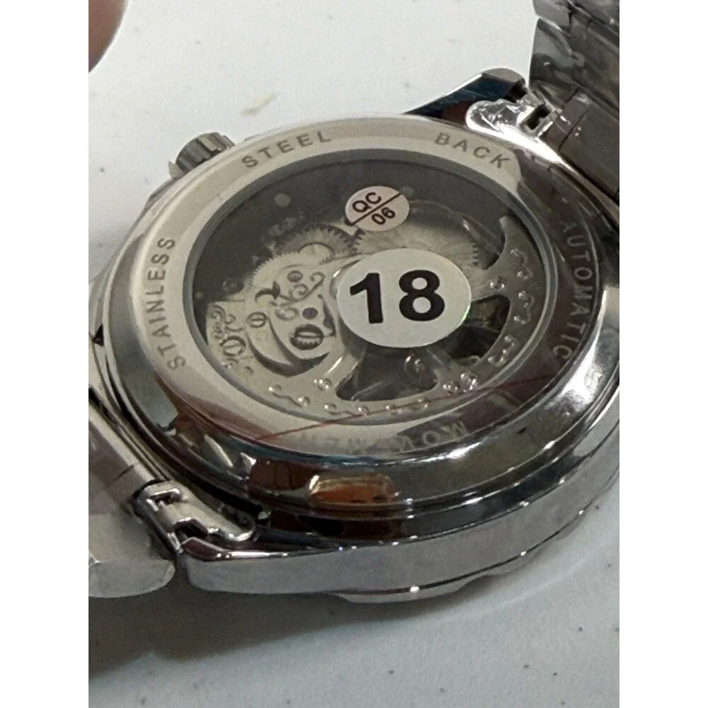 Automatic Skeleton Watch 43mm Stainless Steel New Open Box